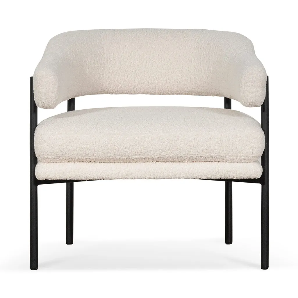 Walton Ivory White Sherpa Armchair - Black Legs