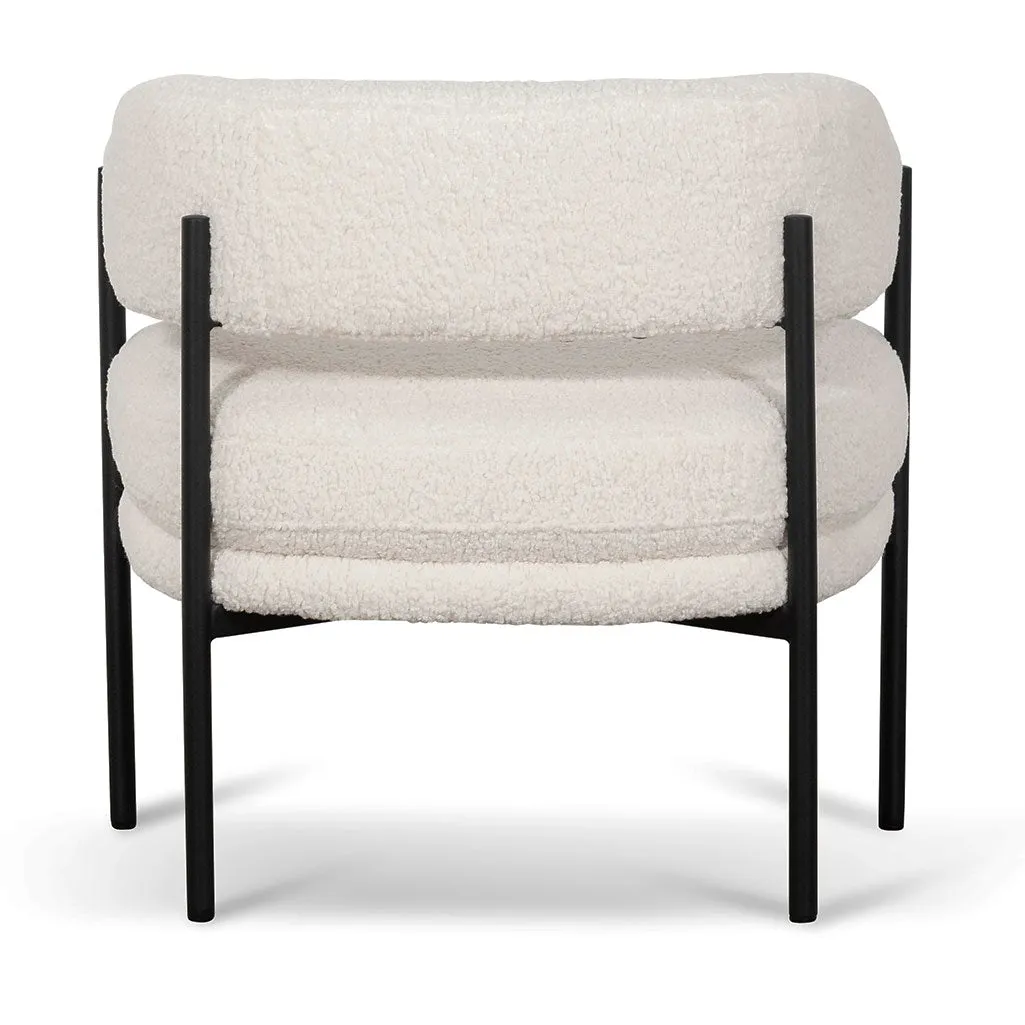 Walton Ivory White Sherpa Armchair - Black Legs