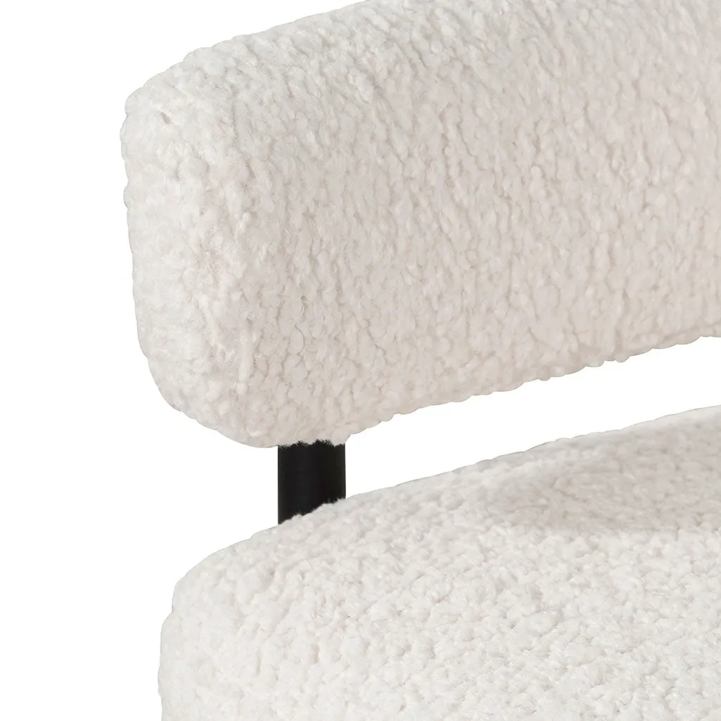 Walton Ivory White Sherpa Armchair - Black Legs