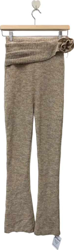 Wanderdoll Beige Ribbed Sweater Pants Small