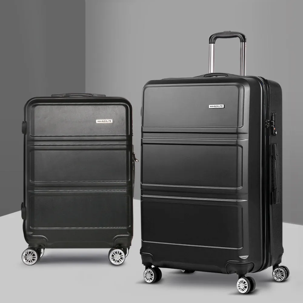 Wanderlite 28" Luggage Trolley Travel Suitcase Set TSA Lock Hard Case Black