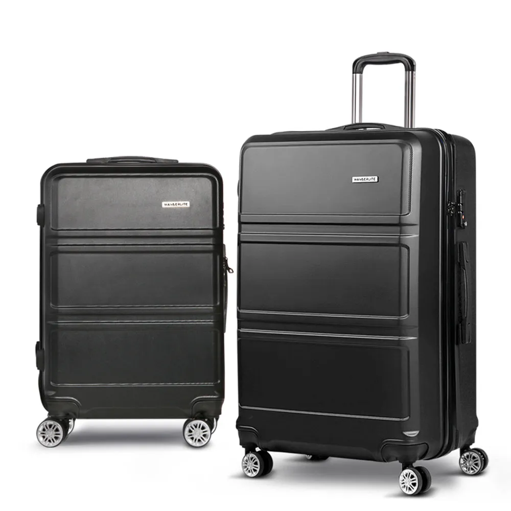 Wanderlite 28" Luggage Trolley Travel Suitcase Set TSA Lock Hard Case Black