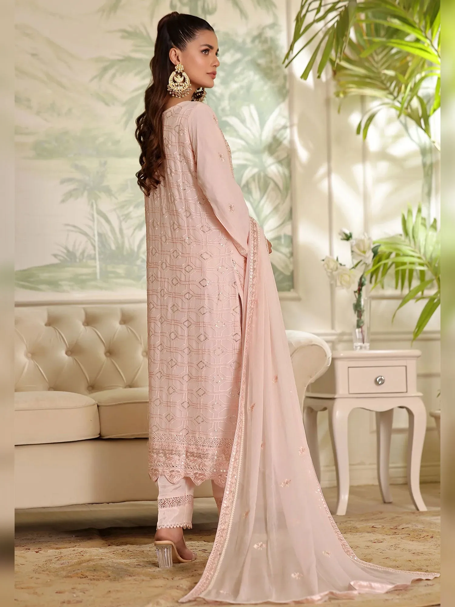 Wardah Uzair "Mirha" Luxury Embroidered Chiffon Suit - Dazzlia