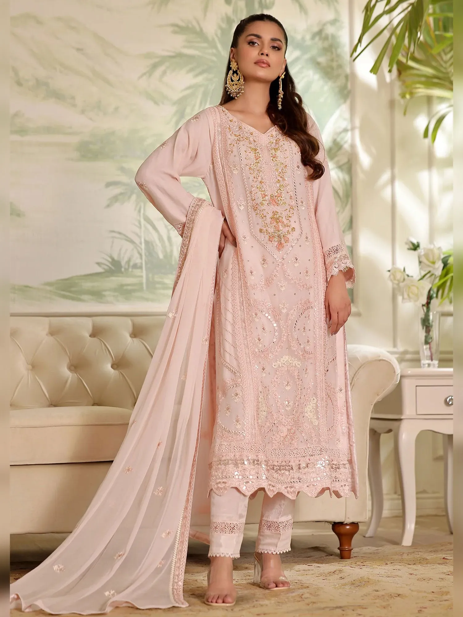 Wardah Uzair "Mirha" Luxury Embroidered Chiffon Suit - Dazzlia