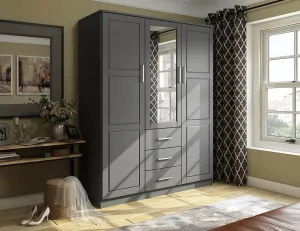 Wardrobe Armoire with Mirrored Door, (100% Solid Wood )