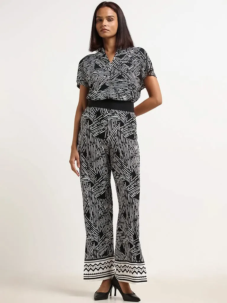 Wardrobe Black Printed Trousers