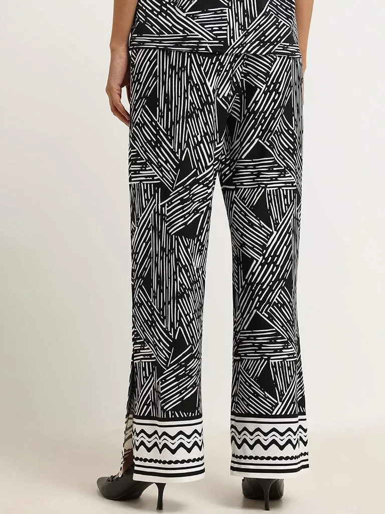 Wardrobe Black Printed Trousers