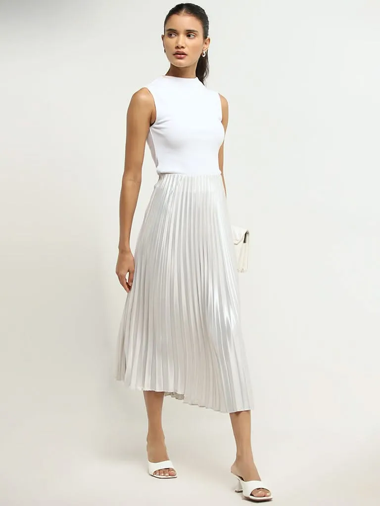 Wardrobe Grey Accordian Pleated High-Rise Skirt