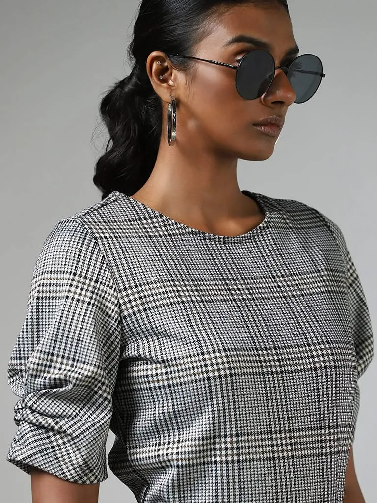 Wardrobe Grey Plaid Checked Top