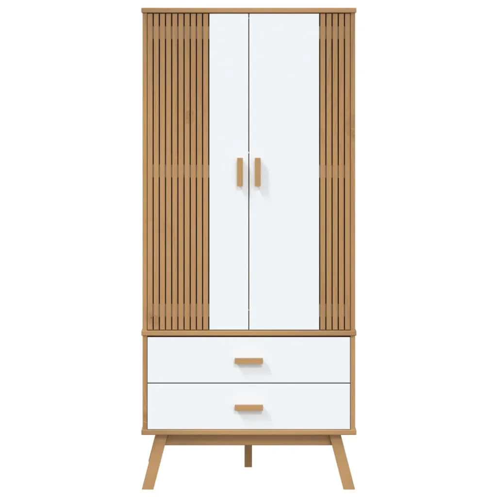 Wardrobe OLDEN White and Brown 76.5x53x172 cm Solid Wood Pine