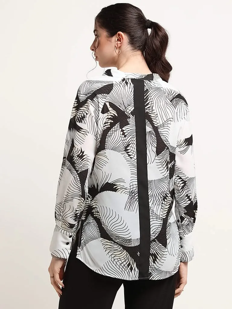 Wardrobe White Abstract Print Shirt