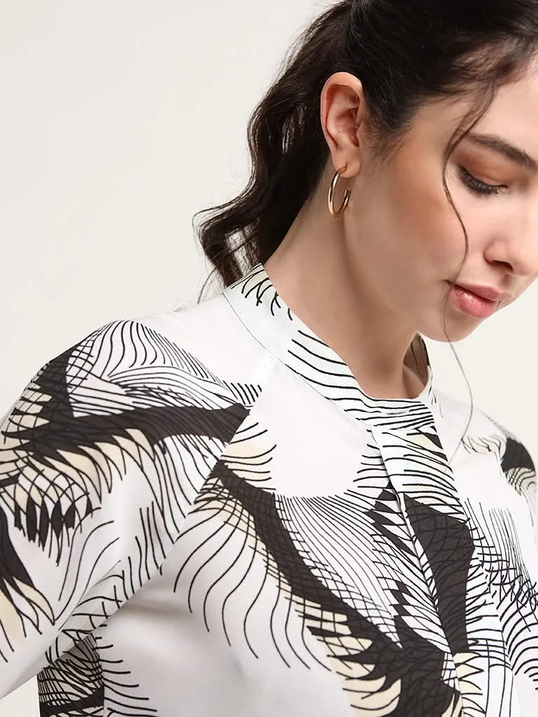 Wardrobe White Abstract Print Shirt