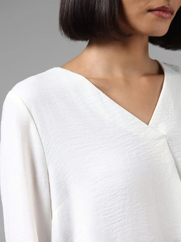 Wardrobe White Self Textured Top