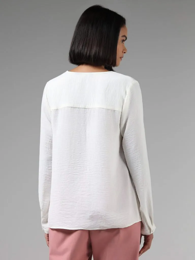 Wardrobe White Self Textured Top