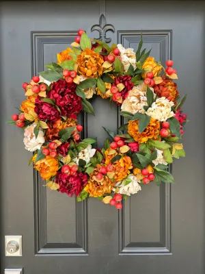 Warm & Inviting Autumn Wreath with Fall Flowers and Pods