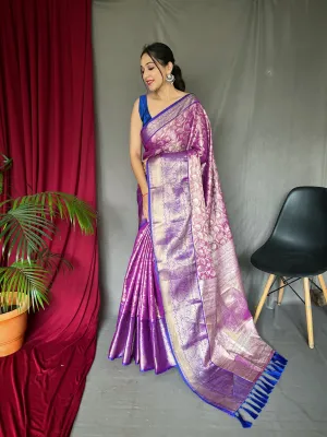 Warm Purple Saree in Kanjeevaram Silk