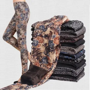 Warm Thick Velvet Floral Leggings