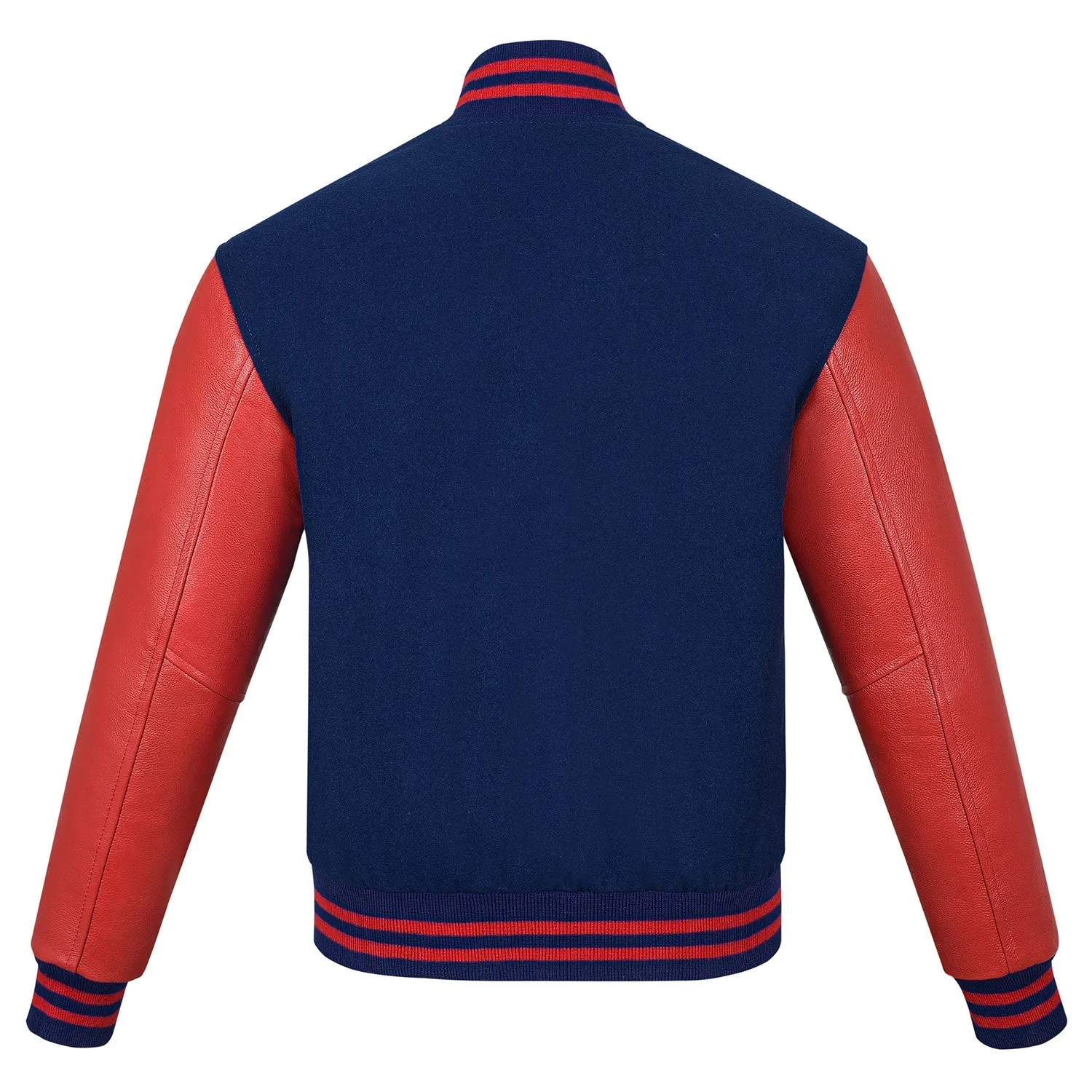 Warrior Gears Classic Hybrid Varsity Jacket for Kids, Toddler Letterman Bomber Jacket for Boys, Unisex Varsity Jacket Girls, Navy Blue Pure Wool Body & Red Cowhide Leather Sleeves