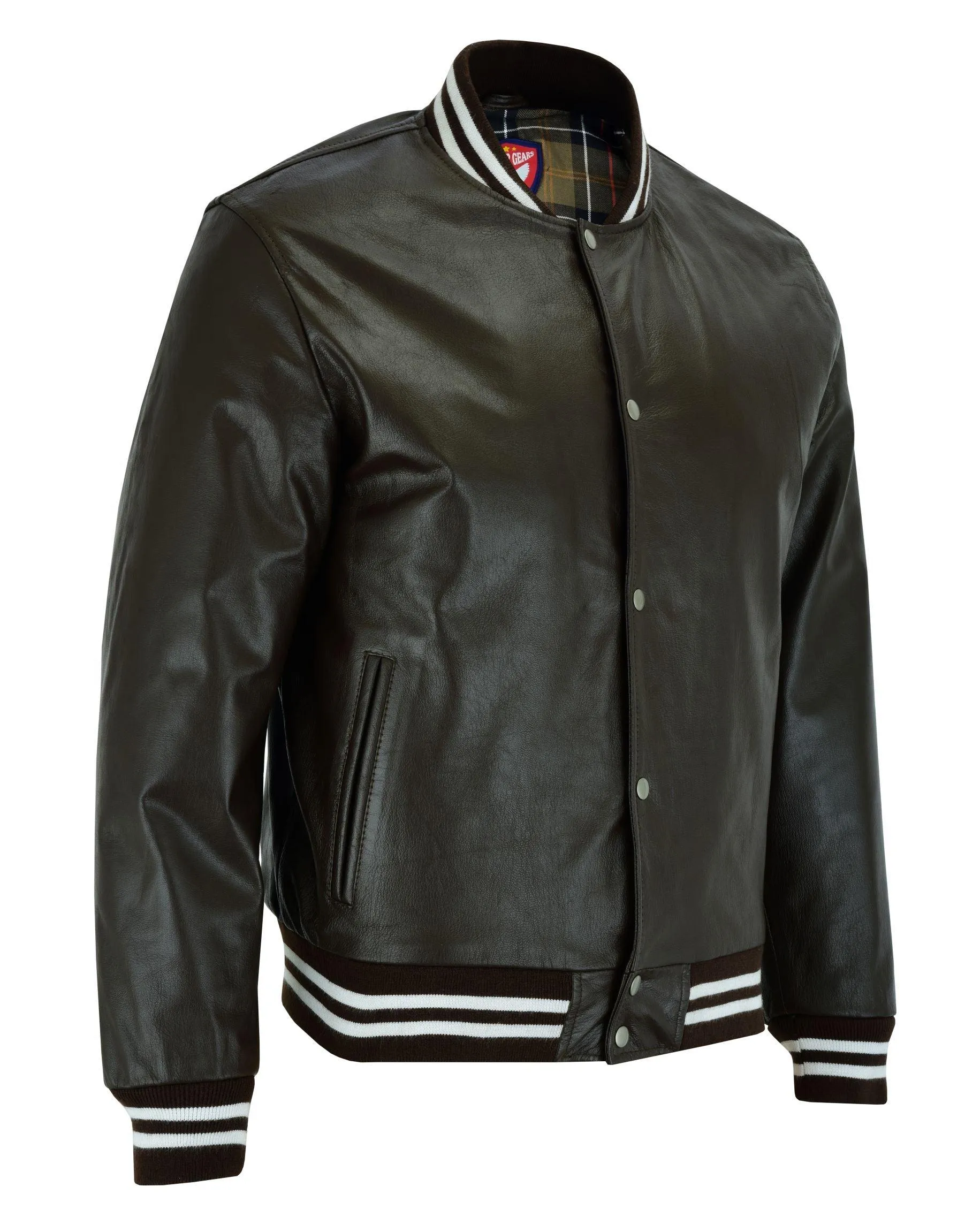 Warrior Gears® Leather Varsity Jacket | Brown Leather Body & Brown Leather Sleeves