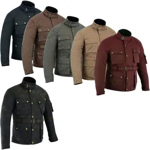 Warrior Gears Men's Waxed Cotton Motorcycle Jackets, Waterproof , Armoured Coat for Men, Running, Riding, Travel Clothing