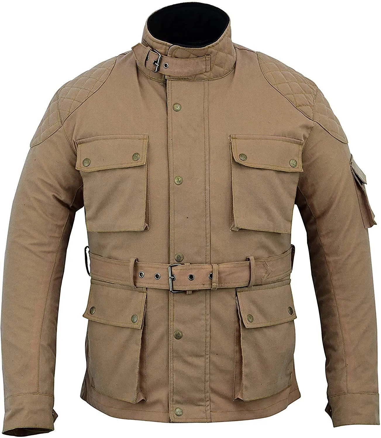 Warrior Gears Men's Waxed Cotton Motorcycle Jackets, Waterproof , Armoured Coat for Men, Running, Riding, Travel Clothing