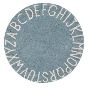 Washable cotton rug "round ABC" vintage blue