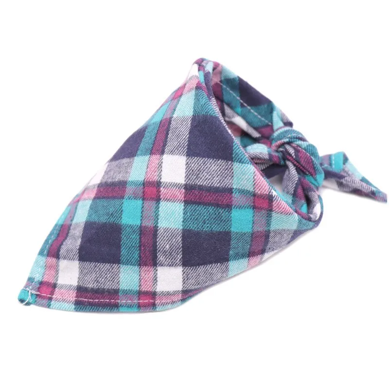 Washable Plaid Cotton Bandana For Dogs Cats