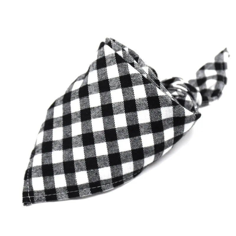 Washable Plaid Cotton Bandana For Dogs Cats