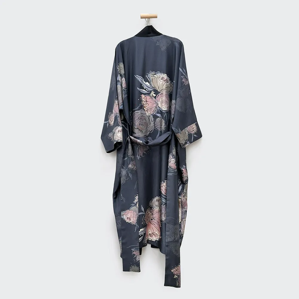 Washable Silk Twill Jia Kimono Wrap