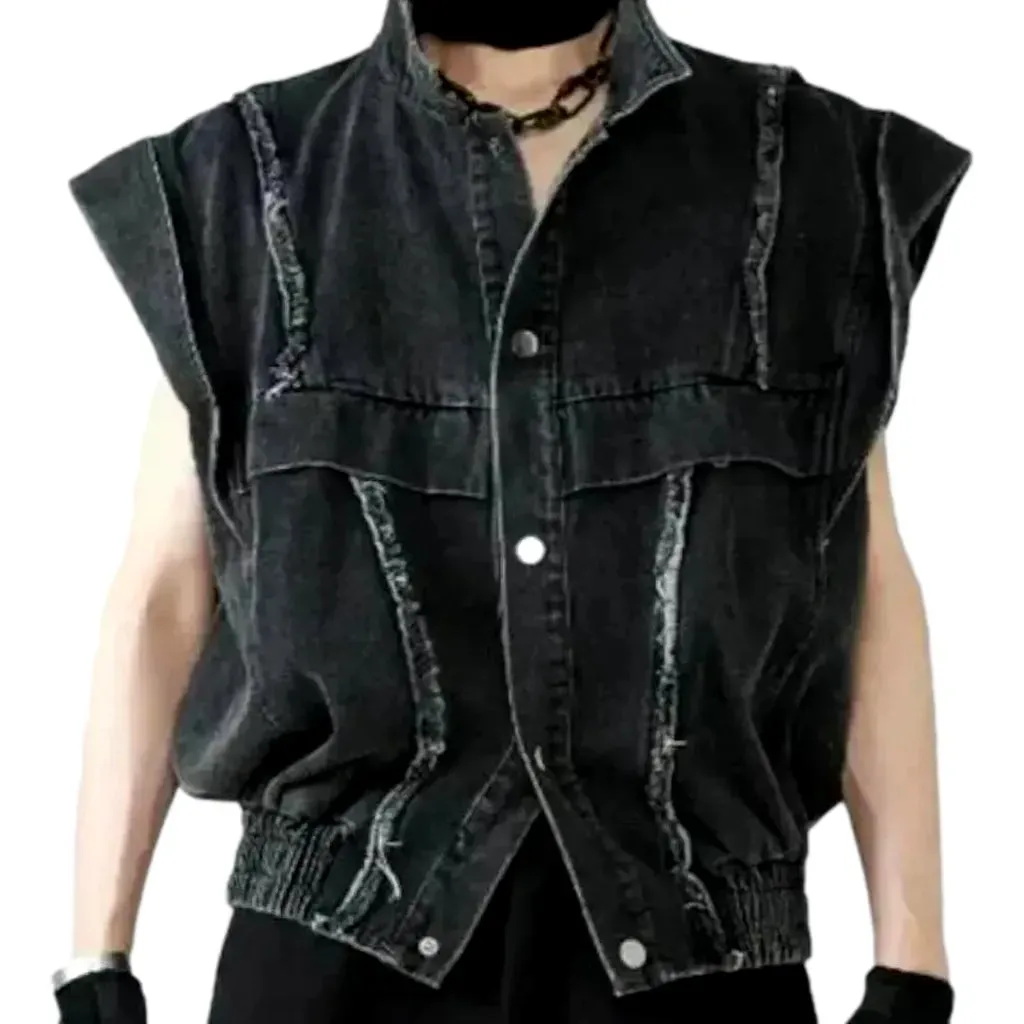 Washed out oversized men's denim vest