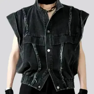 Washed out oversized men's denim vest