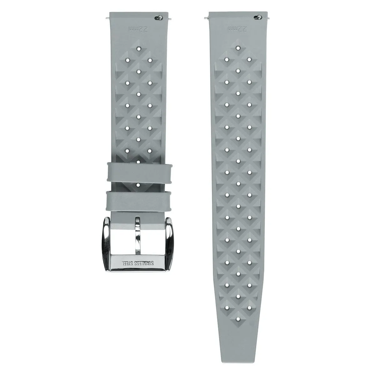 WatchGecko Vintage Tropical Style FKM Rubber Watch Strap - Grey