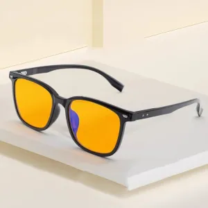 Watching Cell Phone Playing Games Anti-Blue Light Glasses Postoperative Flat Glasses, Color: Black Frame Dark Yellow Lens