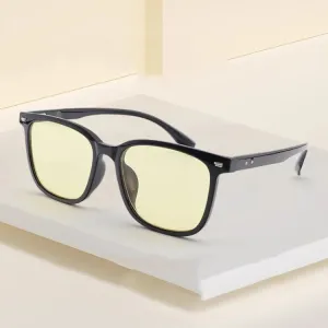 Watching Cell Phone Playing Games Anti-Blue Light Glasses Postoperative Flat Glasses, Color: Black Frame Light Yellow Lens