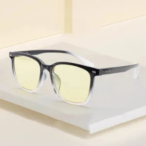 Watching Cell Phone Playing Games Anti-Blue Light Glasses Postoperative Flat Glasses, Color: Gradual Black Frame Light Yellow Lens