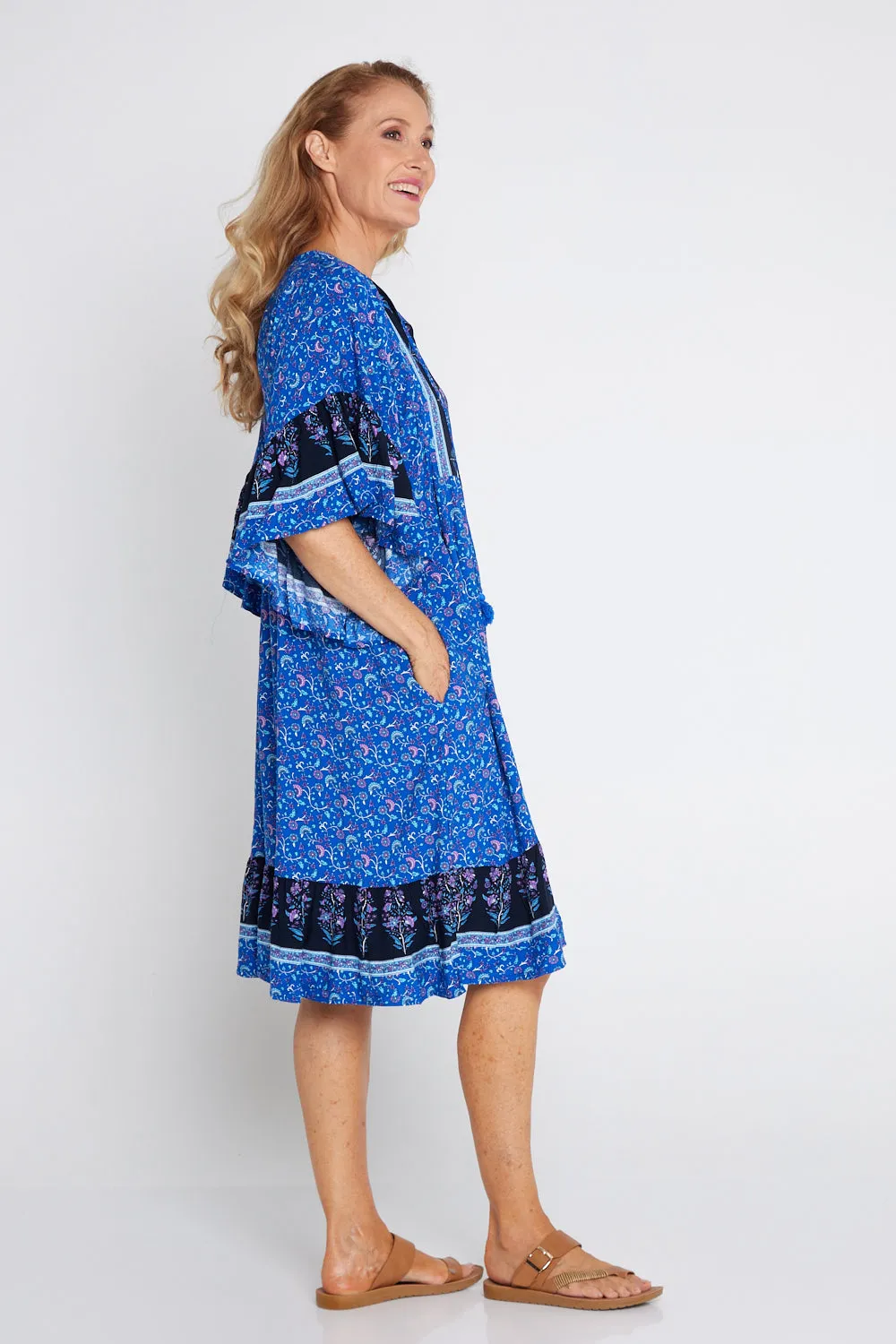 Wategos Dress - Royal Blue Jacobean