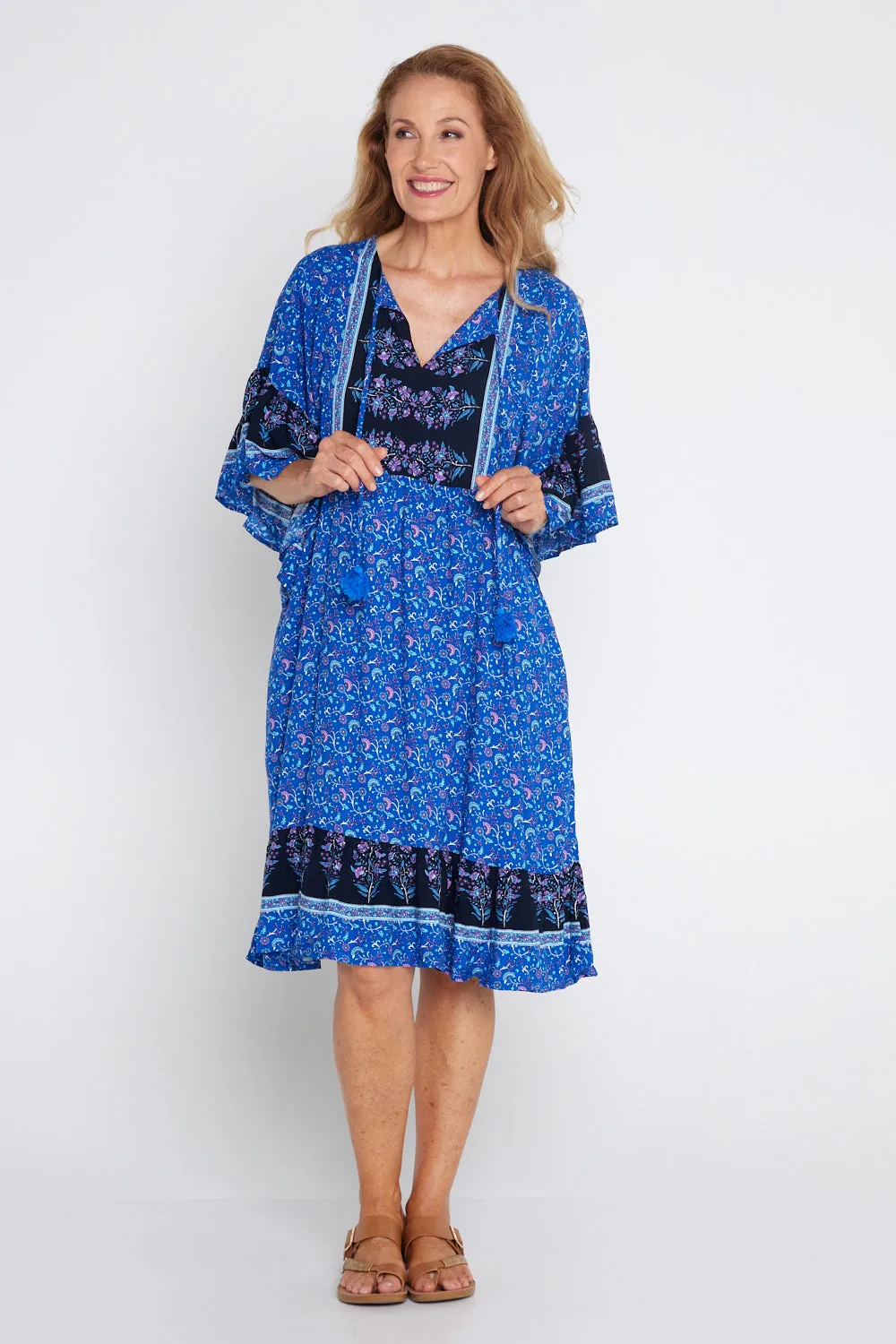 Wategos Dress - Royal Blue Jacobean