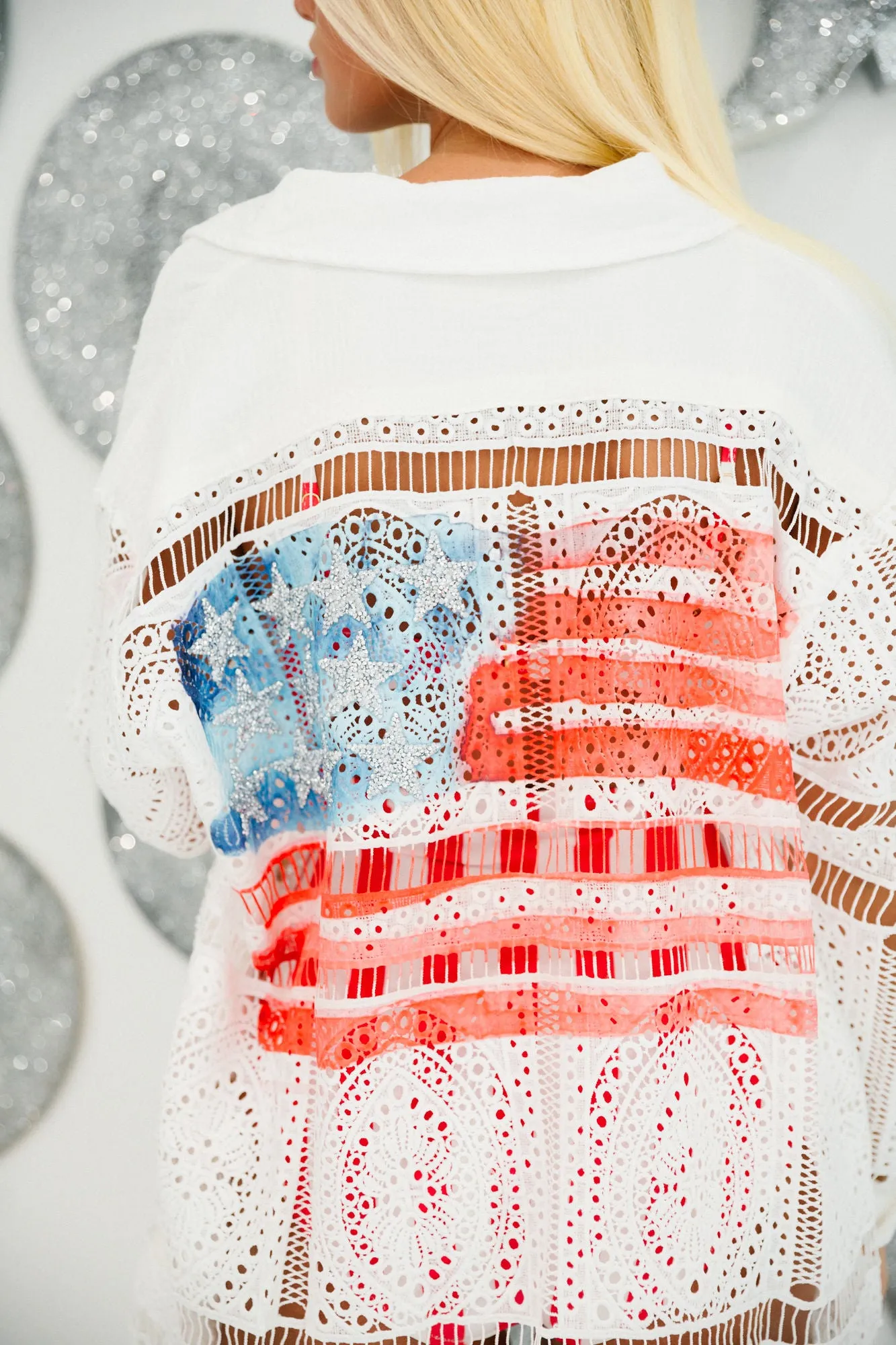 WATERCOLOR FLAG EYELET COVERUP