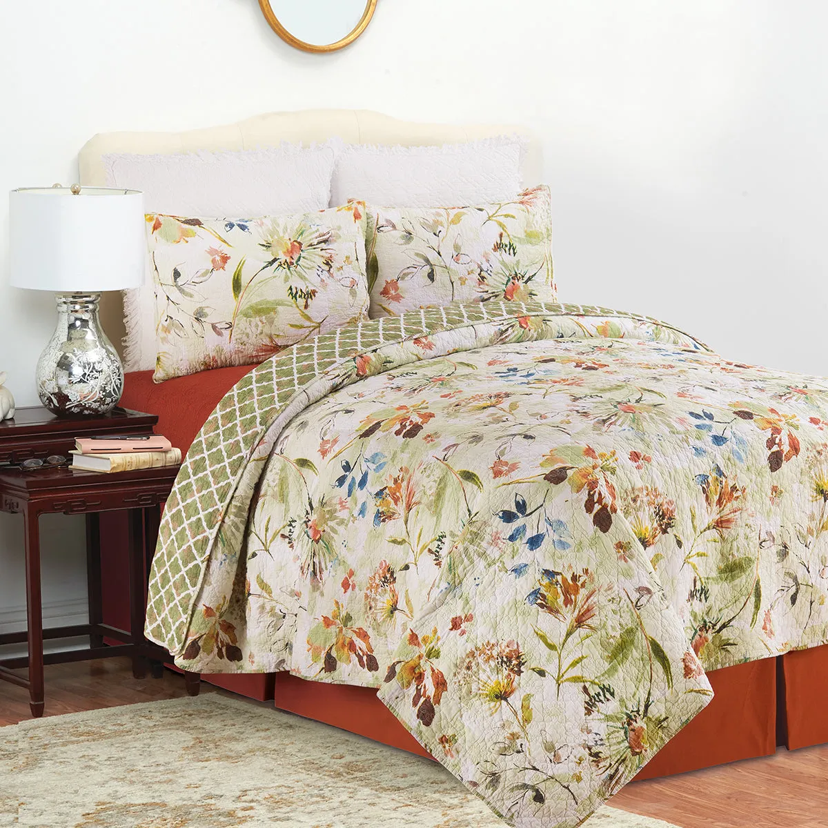 Watercolor Floral Quilt Set