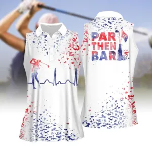 Watercolor Leopard Heart Beat American Par Then Bar Women Golf Apparels, Women Short Sleeve Polo Shirt, Sleeveless Polo Shirt