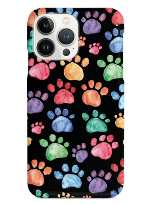 Watercolor Paw Prints - Black Case