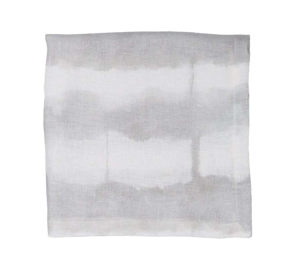 Watercolor Stripe Tablecloth in White & Gray