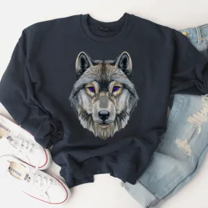 Watercolor Wolf Unisex Crewneck Sweatshirt A Beautiful Hand-Drawn Wolf on a Soft, Warm, Cozy Pullover