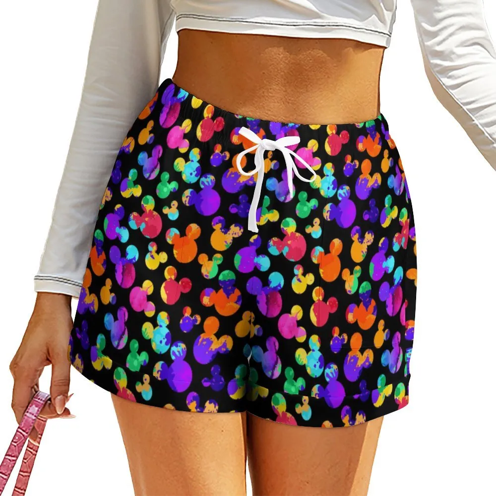 Watercolor Women's High-Waisted Loose Shorts With Pockets