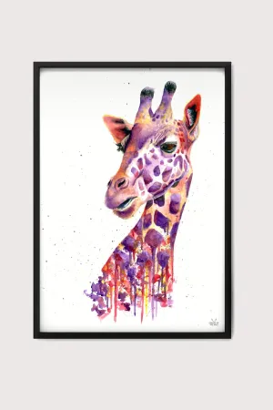 Watercolour Giraffe Fine Art Print