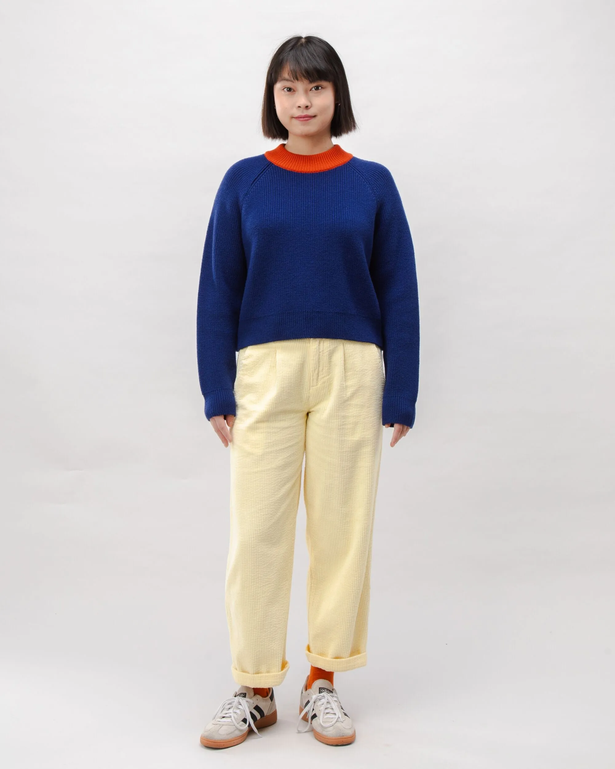 Waterfront Cropped Wool Sweater Navy