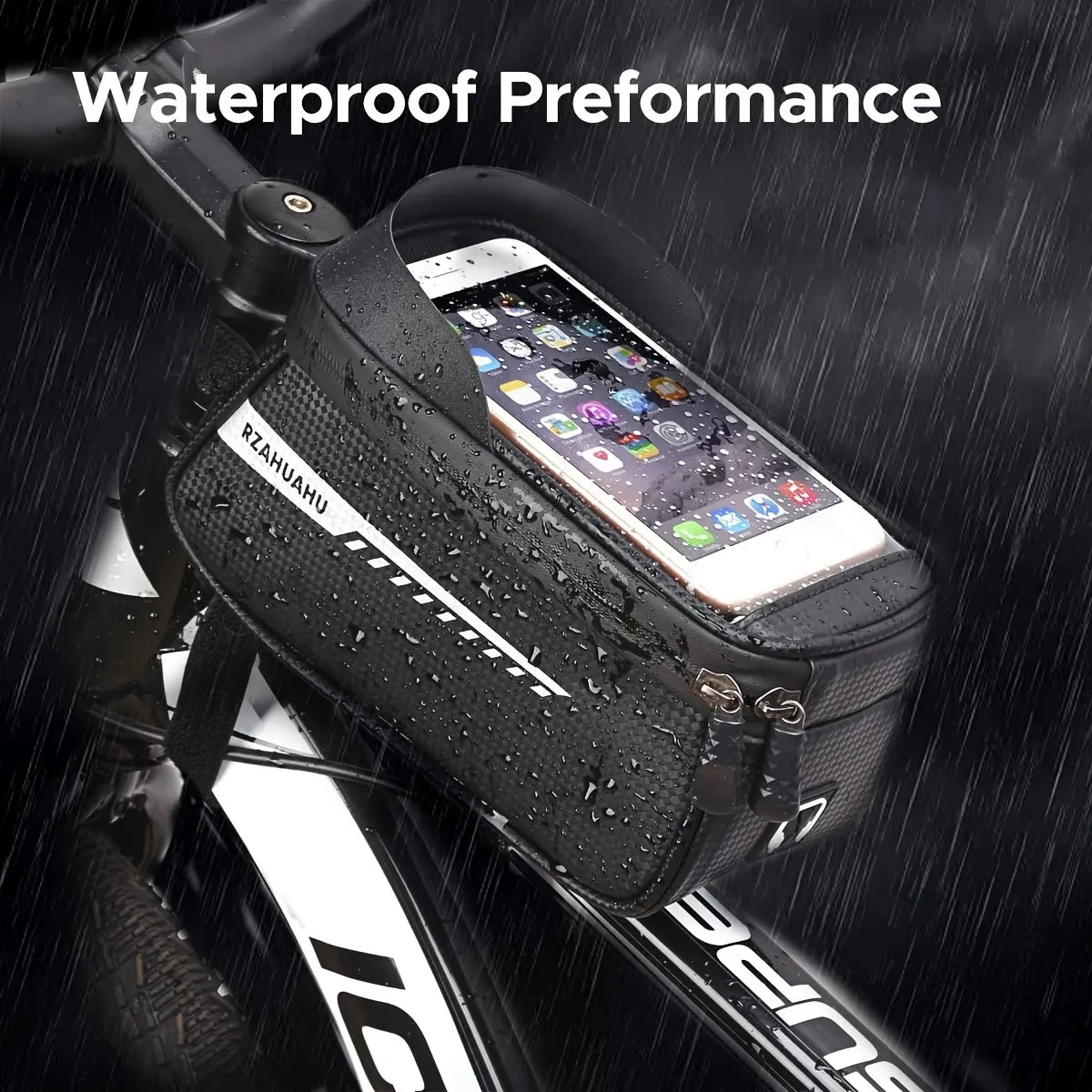 Waterproof Front Frame Bag with Phone Holder for Cyclists