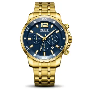 Waterproof Men's Gold Stainless Steel Quartz Watches