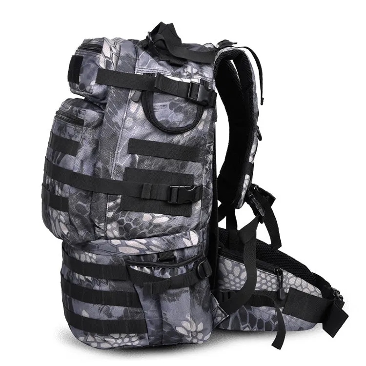 Waterproof Nylon Backpack Shoulders Bag Outdoors Hiking Camping Travelling Bag, Capacity:45L(Black Python)