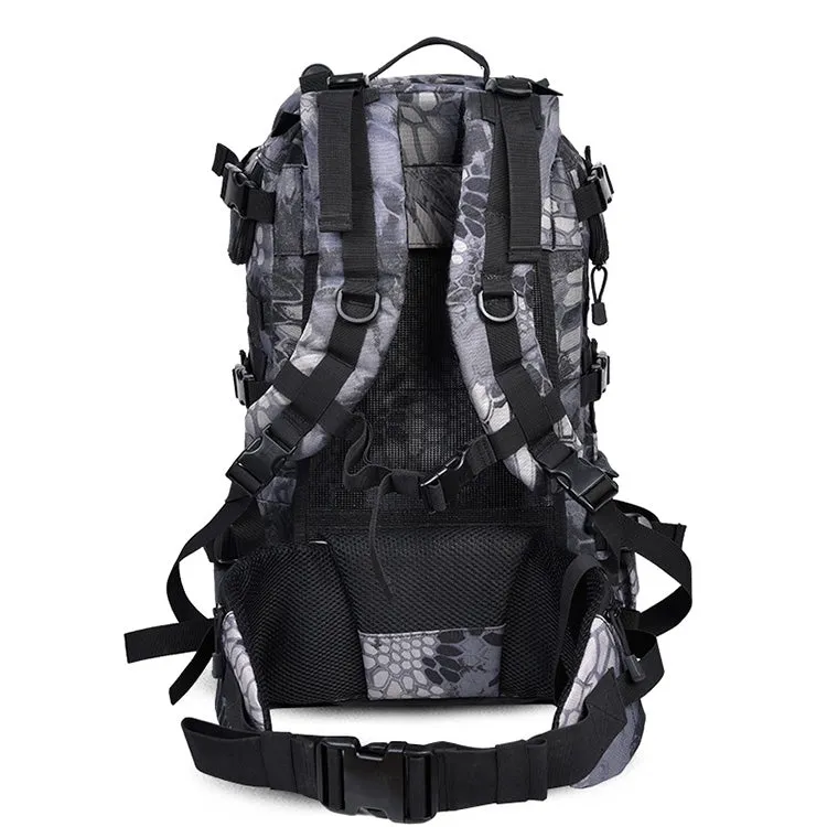 Waterproof Nylon Backpack Shoulders Bag Outdoors Hiking Camping Travelling Bag, Capacity:45L(Black Python)